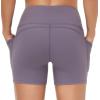 imageTHE GYM PEOPLE Womens High Waist Workout Shorts Breathable Dolphin Split Elastic Lounge Yoga ShortsGrey Purple