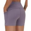 imageTHE GYM PEOPLE Womens High Waist Workout Shorts Breathable Dolphin Split Elastic Lounge Yoga ShortsGrey Purple