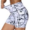 imageTHE GYM PEOPLE Womens High Waist Workout Shorts Breathable Dolphin Split Elastic Lounge Yoga ShortsMarble White