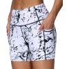 imageTHE GYM PEOPLE Womens High Waist Workout Shorts Breathable Dolphin Split Elastic Lounge Yoga ShortsMarble White