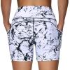imageTHE GYM PEOPLE Womens High Waist Workout Shorts Breathable Dolphin Split Elastic Lounge Yoga ShortsMarble White