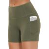 imageTHE GYM PEOPLE Womens High Waist Workout Shorts Breathable Dolphin Split Elastic Lounge Yoga ShortsOlive Green