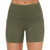 imageTHE GYM PEOPLE Womens High Waist Workout Shorts Breathable Dolphin Split Elastic Lounge Yoga ShortsOlive Green