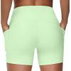 imageTHE GYM PEOPLE Womens High Waist Workout Shorts Breathable Dolphin Split Elastic Lounge Yoga ShortsPale Green