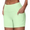imageTHE GYM PEOPLE Womens High Waist Workout Shorts Breathable Dolphin Split Elastic Lounge Yoga ShortsPale Green