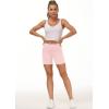 imageTHE GYM PEOPLE Womens High Waist Workout Shorts Breathable Dolphin Split Elastic Lounge Yoga ShortsPink