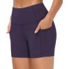 imageTHE GYM PEOPLE Womens High Waist Workout Shorts Breathable Dolphin Split Elastic Lounge Yoga ShortsPurple