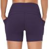 imageTHE GYM PEOPLE Womens High Waist Workout Shorts Breathable Dolphin Split Elastic Lounge Yoga ShortsPurple