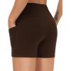imageTHE GYM PEOPLE Womens High Waist Workout Shorts Breathable Dolphin Split Elastic Lounge Yoga ShortsRed Brown