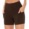 imageTHE GYM PEOPLE Womens High Waist Workout Shorts Breathable Dolphin Split Elastic Lounge Yoga ShortsRed Brown