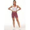 imageTHE GYM PEOPLE Womens High Waist Workout Shorts Breathable Dolphin Split Elastic Lounge Yoga ShortsRose Red