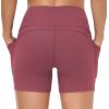 imageTHE GYM PEOPLE Womens High Waist Workout Shorts Breathable Dolphin Split Elastic Lounge Yoga ShortsRose Red