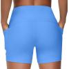 imageTHE GYM PEOPLE Womens High Waist Workout Shorts Breathable Dolphin Split Elastic Lounge Yoga ShortsSea Blue