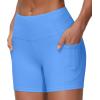 imageTHE GYM PEOPLE Womens High Waist Workout Shorts Breathable Dolphin Split Elastic Lounge Yoga ShortsSea Blue
