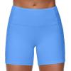 imageTHE GYM PEOPLE Womens High Waist Workout Shorts Breathable Dolphin Split Elastic Lounge Yoga ShortsSea Blue