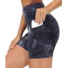 imageTHE GYM PEOPLE Womens High Waist Workout Shorts Breathable Dolphin Split Elastic Lounge Yoga ShortsTie Dye Black Grey