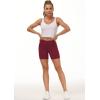 imageTHE GYM PEOPLE Womens High Waist Workout Shorts Breathable Dolphin Split Elastic Lounge Yoga ShortsWine Red
