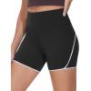 imageTHE GYM PEOPLE Womens High Waisted Workout Shorts Stretchy Breathable Dolphin Split Running Yoga Lounge ShortsBlack