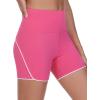 imageTHE GYM PEOPLE Womens High Waisted Workout Shorts Stretchy Breathable Dolphin Split Running Yoga Lounge ShortsBright Pink