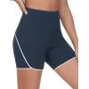 imageTHE GYM PEOPLE Womens High Waisted Workout Shorts Stretchy Breathable Dolphin Split Running Yoga Lounge ShortsNavy Blue
