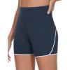 imageTHE GYM PEOPLE Womens High Waisted Workout Shorts Stretchy Breathable Dolphin Split Running Yoga Lounge ShortsNavy Blue