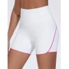 imageTHE GYM PEOPLE Womens High Waisted Workout Shorts Stretchy Breathable Dolphin Split Running Yoga Lounge ShortsWhite