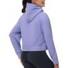 imageTHE GYM PEOPLE Womens Hoodies Half Zip Long Sleeve Fleece Crop Pullover Sweatshirts with Pockets Thumb HoleLavender Purple