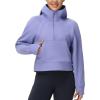 imageTHE GYM PEOPLE Womens Hoodies Half Zip Long Sleeve Fleece Crop Pullover Sweatshirts with Pockets Thumb HoleLavender Purple