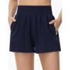 imageTHE GYM PEOPLE Womens High Waist Sweat Shorts Summer Athletic Lounge Short with Zipper PocketsDark Blue