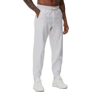 imageTHE GYM PEOPLE Mens Fleece Joggers Pants with Deep Pockets in Loosefit StyleFleece Lined Heather White