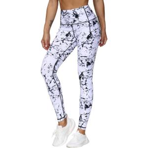 imageTHE GYM PEOPLE Tummy Control Workout Leggings with Pockets High Waist Athletic Yoga Pants for Women Running FitnessMarble