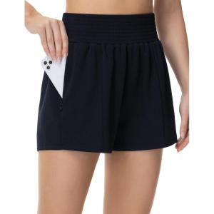 imageTHE GYM PEOPLE Womens High Waist Sweat Shorts Summer Athletic Lounge Short with Zipper PocketsBlack