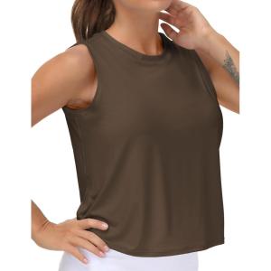 imageTHE GYM PEOPLE Womens Workout Tops in Ice Silk Quick Dry SleevelessBrown