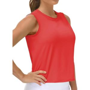 imageTHE GYM PEOPLE Womens Workout Tops in Ice Silk Quick Dry SleevelessHot Red