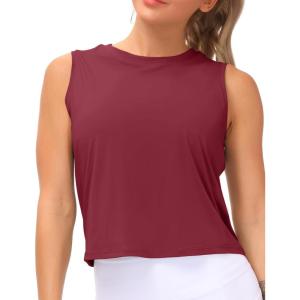 imageTHE GYM PEOPLE Womens Workout Tops in Ice Silk Quick Dry SleevelessWine Red