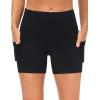 imageTHE GYM PEOPLE 2 Pack Womens High Waist Workout Shorts with Deep Pockets Tummy Control Running Yoga ShortsBlackBlack
