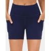 imageTHE GYM PEOPLE 2 Pack Womens High Waist Workout Shorts with Deep Pockets Tummy Control Running Yoga ShortsBlackBlue