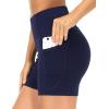 imageTHE GYM PEOPLE 2 Pack Womens High Waist Workout Shorts with Deep Pockets Tummy Control Running Yoga ShortsBlackBlue