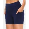 imageTHE GYM PEOPLE 2 Pack Womens High Waist Workout Shorts with Deep Pockets Tummy Control Running Yoga ShortsBlackBlue