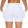 imageTHE GYM PEOPLE 2 Pack Womens High Waist Workout Shorts with Deep Pockets Tummy Control Running Yoga ShortsBlackWhite