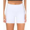 imageTHE GYM PEOPLE 2 Pack Womens High Waist Workout Shorts with Deep Pockets Tummy Control Running Yoga ShortsWhiteWhite