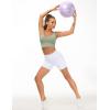 imageTHE GYM PEOPLE 2 Pack Womens High Waist Workout Shorts with Deep Pockets Tummy Control Running Yoga ShortsWhiteWhite
