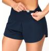 imageTHE GYM PEOPLE 2 Pack Womens High Waisted Running Shorts with Zipper Pockets Liner Quick Dry Athletic Workout ShortsBlackBlue
