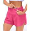 imageTHE GYM PEOPLE 2 Pack Womens High Waisted Running Shorts with Zipper Pockets Liner Quick Dry Athletic Workout ShortsBlackBright Pink