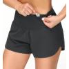 imageTHE GYM PEOPLE 2 Pack Womens High Waisted Running Shorts with Zipper Pockets Liner Quick Dry Athletic Workout ShortsBlackCharcoal Grey