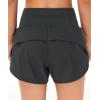 imageTHE GYM PEOPLE 2 Pack Womens High Waisted Running Shorts with Zipper Pockets Liner Quick Dry Athletic Workout ShortsBlackCharcoal Grey