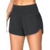 imageTHE GYM PEOPLE 2 Pack Womens High Waisted Running Shorts with Zipper Pockets Liner Quick Dry Athletic Workout ShortsBlackCharcoal Grey