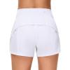 imageTHE GYM PEOPLE 2 Pack Womens High Waisted Running Shorts with Zipper Pockets Liner Quick Dry Athletic Workout ShortsBlackWhite