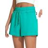 imageTHE GYM PEOPLE Womens Drawstring Sweat Shorts High Waisted Summer Workout Lounge Shorts with PocketsLake Green