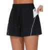 imageTHE GYM PEOPLE Womens High Waist Running Shorts with Pockets Loose Fit Lightweight Workout Yoga Athletic TracksBlack
